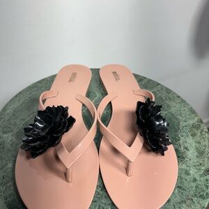 Melissa Women's Blush Sandals with Black Floral Accent